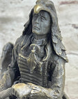 Native American Indian Man in Canoe Bronze Statue Sculpture Figure 7" x 10"