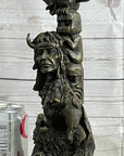 Native American Indian Totem Pole Bronze Sculpture Statue Original Art by Milo