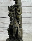 Native American Indian Totem Pole Bronze Sculpture Statue Original Art by Milo