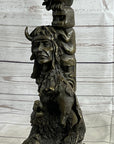 Native American Indian Totem Pole Bronze Sculpture Statue Original Art by Milo