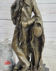 Signed Original Patoue French Artist Cowboy with Rope Bronze Statue Sculpture