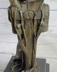 Signed Original Patoue French Artist Cowboy with Rope Bronze Statue Sculpture