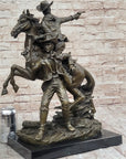 Hot Cast Bronze Western Cowboy Gunslinger Outlaw on Horseback Statue Sculpture
