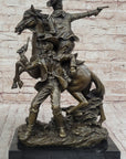 Hot Cast Bronze Western Cowboy Gunslinger Outlaw on Horseback Statue Sculpture