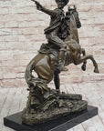 Hot Cast Bronze Western Cowboy Gunslinger Outlaw on Horseback Statue Sculpture