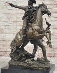Hot Cast Bronze Western Cowboy Gunslinger Outlaw on Horseback Statue Sculpture