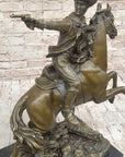 Hot Cast Bronze Western Cowboy Gunslinger Outlaw on Horseback Statue Sculpture
