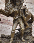 Hot Cast Bronze Western Cowboy Gunslinger Outlaw on Horseback Statue Sculpture