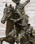 Hot Cast Bronze Western Cowboy Gunslinger Outlaw on Horseback Statue Sculpture