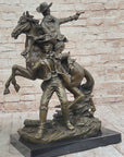 Hot Cast Bronze Western Cowboy Gunslinger Outlaw on Horseback Statue Sculpture
