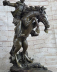 Bronco Buster inspired Country Western Art Bronze Sculpture Featuring Cowboy on Horseback