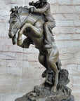 Bronco Buster inspired Country Western Art Bronze Sculpture Featuring Cowboy on Horseback