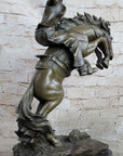 Bronco Buster inspired Country Western Art Bronze Sculpture Featuring Cowboy on Horseback