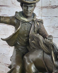 Bronco Buster inspired Country Western Art Bronze Sculpture Featuring Cowboy on Horseback