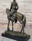 Wild West Western Cowboy With Hat Riding Horse Bronze Sculpture Original Figure