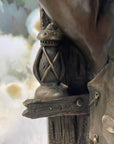 Cowboy Saddling Horse Stables Barn Bronze Statue Sculpture Figure 16" x 8"