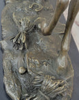 Bronze Western Sculpture Cowboy on Horseback Statue Figure 14" x 11"