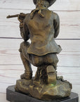 Bronze Figure of a Kneeling Ranger With Rifle Cowboy Theme Sculpture Statue 11" x 8"