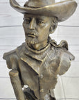 Buffalo Bill Bronze Metal Bust Statue Sculpture Western Signed Original 13" x 6"