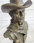 Buffalo Bill Bronze Metal Bust Statue Sculpture Western Signed Original 13" x 6"