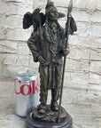 Native American Warrior and Eagle Sculpture Signed Original M. Lopez Bronze