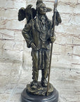 Native American Warrior and Eagle Sculpture Signed Original M. Lopez Bronze