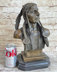 Native American Warrior Chief Bronze Bust Sculpture Art Statue Figure Figurine