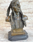Native American Warrior Chief Bronze Bust Sculpture Art Statue Figure Figurine