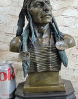 Indian Native American Chief Bust Bronze Marble Base Statue Original Art by Milo