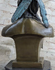 Indian Native American Chief Bust Bronze Marble Base Statue Original Art by Milo