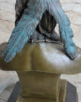 Indian Native American Chief Bust Bronze Marble Base Statue Original Art by Milo