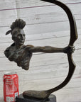 Native American Indian Mohawk Archer Bow Bronze Sculpture Statue Figure 17"