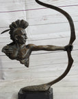 Native American Indian Mohawk Archer Bow Bronze Sculpture Statue Figure 17"
