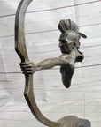 Native American Indian Mohawk Archer Bow Bronze Sculpture Statue Figure 17"