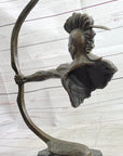 Native American Indian Mohawk Archer Bow Bronze Sculpture Statue Figure 17"