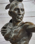 Native American Indian Mohawk Archer Bow Bronze Sculpture Statue Figure 17"