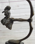Native American Indian Mohawk Archer Bow Bronze Sculpture Statue Figure 17"