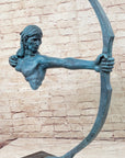 Native American Indian Bow Archer Abstract Bronze Statue Sculpture Blue Green Patina 33" x 23"