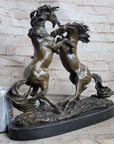 Dueling Stallion Horses Rearing Horse Bronze Statue Sculpture Decor Marble Base Original