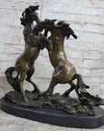 Dueling Stallion Horses Rearing Horse Bronze Statue Sculpture Decor Marble Base Original