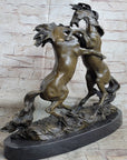 Dueling Stallion Horses Rearing Horse Bronze Statue Sculpture Decor Marble Base Original