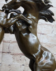 Dueling Stallion Horses Rearing Horse Bronze Statue Sculpture Decor Marble Base Original