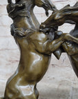 Dueling Stallion Horses Rearing Horse Bronze Statue Sculpture Decor Marble Base Original