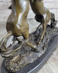 Dueling Stallion Horses Rearing Horse Bronze Statue Sculpture Decor Marble Base Original