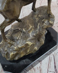 Chalet Lodge Art Elk Stag Buck Deer Hunter Bronze Marble Base Sculpture Statue