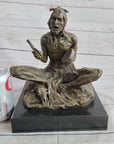 Native American Indian Shaman Medicine Man Playing Tom Tom - Bronze Sculpture Original Art