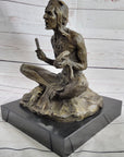 Native American Indian Shaman Medicine Man Playing Tom Tom - Bronze Sculpture Original Art