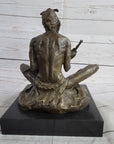 Native American Indian Shaman Medicine Man Playing Tom Tom - Bronze Sculpture Original Art