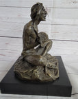 Native American Indian Shaman Medicine Man Playing Tom Tom - Bronze Sculpture Original Art