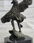 Native American Indian Eagle Dancer Shaman Medicine Man Bronze Sculpture Statue Marble Base